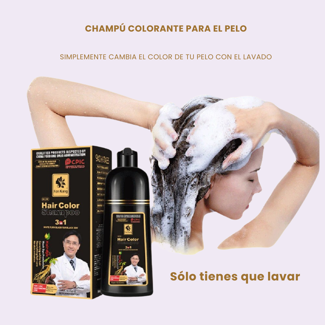 Champú 3 en 1 para teñir canas, crema nutritiva natural a base de hierbas para el cuidado del cabello, para mujeres y hombres.
